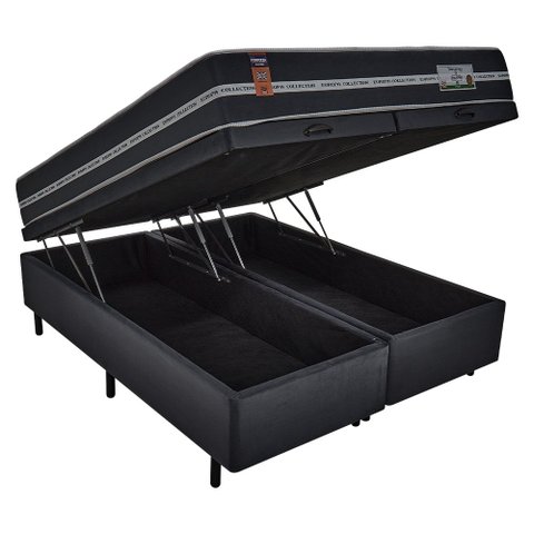 Cama Box Baú com Colchão Queen Size Molas Ensacadas New Barcelona Firme Fortezza 158x198 Fortezza Co