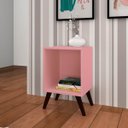 Ver imagem 2 de Mesa de Cabeceira Retrô 40 X 57 Cm Pés Palito Mdp Rosa - Clicklar