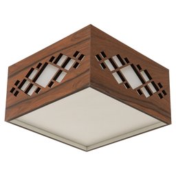 Luminária Decorativa Madeira Plafon Pipa Lite 20cm:Pau Ferro - 4