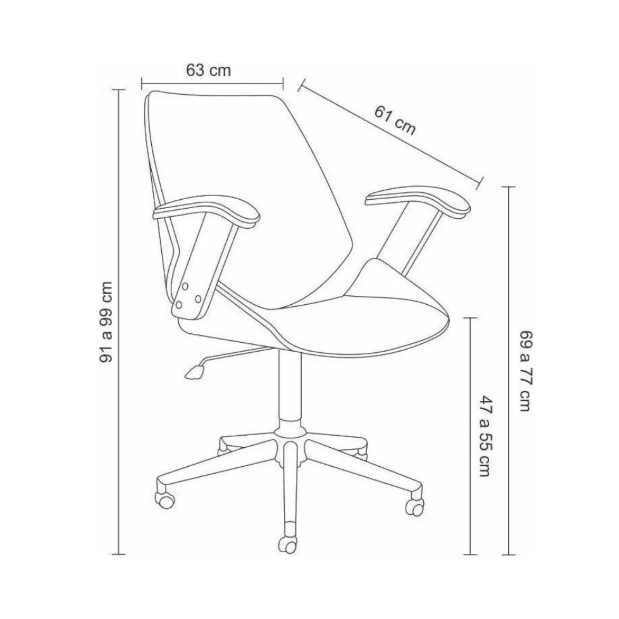 Cadeira Giratória Lisboa Rivatti S/ Encosto de Cabeç Madeira Laminada em Pu Marrom Base Rodízio - 8