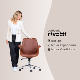 Cadeira de Escritório Ergonômica Giratória Diretor Executiva Couro Lisboa Rivatti Office Marrom - 7