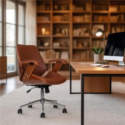 Cadeira de Escritório Ergonômica Giratória Diretor Executiva Couro Lisboa Rivatti Office Marrom - 1