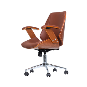 Cadeira de Escritório Ergonômica Giratória Diretor Executiva Couro Lisboa Rivatti Office Marrom