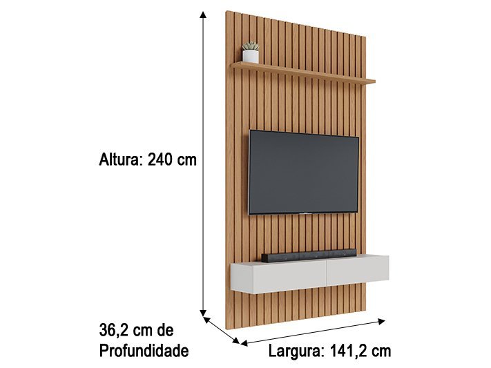 Conj Painel Ripado Mod.1412 Freijo/off White Matte Niagara Colibri - 5