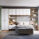 Ver imagem 1 de Quarto Adulto 10 Peças Guarda Roupa Closet Armário 10 Portas 2 Gavetas 100% MDF Savana com Branco