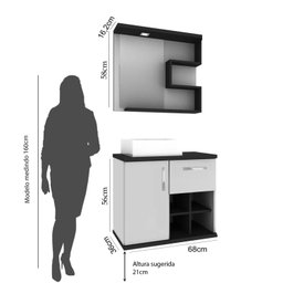 Gabinete para Banheiro 70cm com Cuba e Espelheira Veneza  - 3