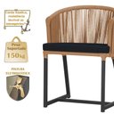 Ver imagem 4 de Mesa com 6 Cadeiras de Jantar Roma 120cm e Noronha em Alumínio Preto Corda Náutica Estofado 12 Trama