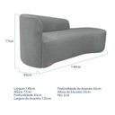 Ver imagem 3 de Recamier Curvo Orgânico 140cm 2 Lugares Lado Direito para Sala Estar Bouclé Paris Cinza
