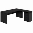 Ver imagem 3 de Mesa Escritório L 170cm X 70cm Gaveteiro 3 Gav. Pé Painel F5 Cor:preto