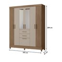 Ver imagem 2 de Guarda Roupa Roupeiro Malta 7 Portas 2 Gavetas com Espelho Carvalho Fendi Moval