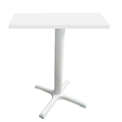 Mesa Ômega Ferro Branco 74 Cm (alt) Base em X Tampo Mdp Quadrado Branco 80 Cm (larg) X 2,50 Cm (alt