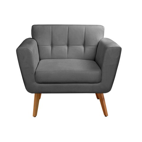 Poltrona Decorativa Bruna Cadeira Living Moderna Recepção Escritório - Suede Grafite