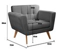 Ver imagem 3 de Poltrona Decorativa Bruna Cadeira Living Moderna Recepção Escritório - Suede Grafite