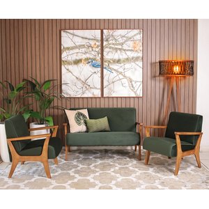Conjunto de Poltronas Estofadas em Madeira Maciça Cléo Verde – Straub Web