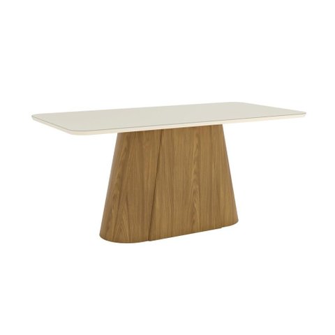 Mesa Jantar Olivia 180 Canto Arredon Vidro Nature/off White