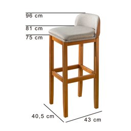 Kit 2 Banquetas Estofada Balcão Pés em Madeira Ônix - Linho - Cinza - 4