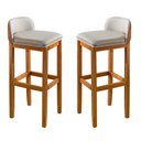 Ver imagem 2 de Kit 2 Banquetas Estofada Balcão Pés em Madeira Ônix - Linho - Cinza