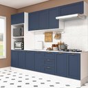 Ver imagem 1 de Cozinha Modulada Aurora Completa 260cm Clássica Provençal Cor:branco com Azul