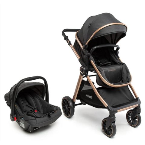 Carrinho de Bebe Ts Romanzo Duo Preto com Bronze - Infanti