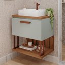 Ver imagem 2 de Gabinete Suspenso para Banheiro com Cuba 60cm em MDF Duna MGM Marrom Pistache