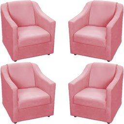 Kit 4 Poltronas Decorativas para Sala de Espera Recepção Escritório Consultório Suede - 1