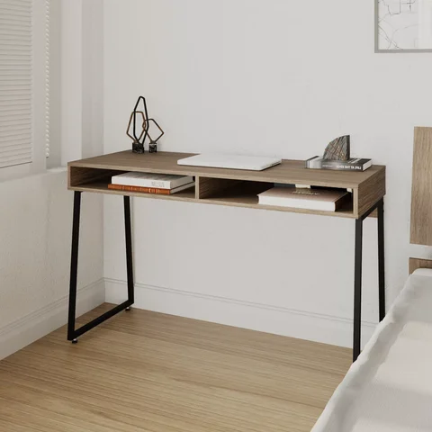 Escrivaninha de Escritório Industrial Concept 120cm Yescasa Marrom/Ameixa Negra/Preto