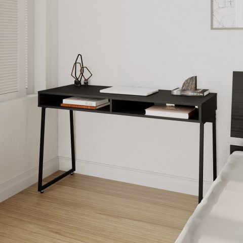 Escrivaninha Mesa Escritório Concept 120cm Industrial CabeCasa MadeiraOriginals Preto Trama E Preto