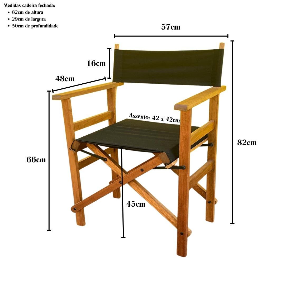 Cadeira para Jardim Estilo Diretor de Cinema Madeira - 3