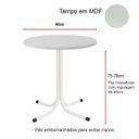 Ver imagem 4 de Mesa de Jantar Redonda 80cm Branca com 4 Cadeiras Estofada Off-white com Encosto Madeira Urban