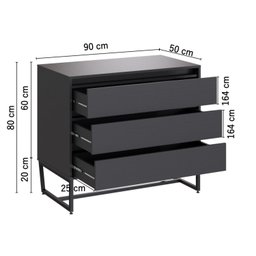 Cômoda 3 Gavetas Concept CabeCasa MadeiraOriginals - 2