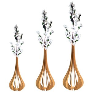 Vaso de Chão Decorativo Grande Mdf Ibiza:mdf Cru/kit com 3 - 90x42cm, 75x37cm e 60x30cm