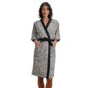 Ver imagem 1 de Roupão Aveludado Modelo Quimono Estampa Contemporâneo M