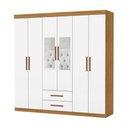Ver imagem 2 de Guarda-Roupa Solteiro com Espelhos 6 Portas e 2 Gavetas 153cm Multimóveis CR35569 Madeirado/Branco