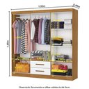Ver imagem 4 de Guarda-Roupa Solteiro com Espelhos 6 Portas e 2 Gavetas 153cm Multimóveis CR35569 Madeirado/Branco