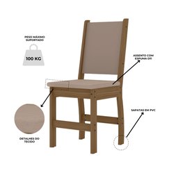 Mesa de Jantar Bellagio Retangular 108cm com 4 Cadeiras Clara Poliman Móveis - 8