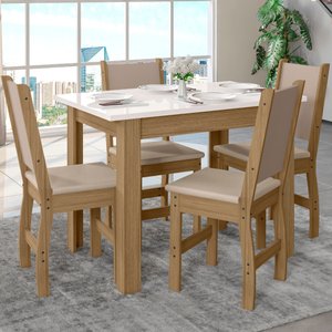 Mesa de Jantar Bellagio Retangular 108cm com 4 Cadeiras Clara Poliman Móveis