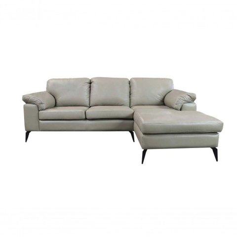 Sofá de Couro Asti 2 Lugares com Chaise Direita Avelã - Mempra Design