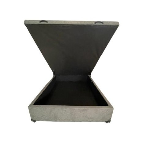 Cama Box Baú Casal Blindado Suede Cinza