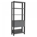 Ver imagem 3 de Kit 3 Estantes Multiuso Alta 4 Prateleiras 1 Porta 166cmx189cm Match Artely