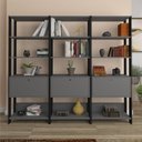 Ver imagem 1 de Kit 3 Estantes Multiuso Alta 4 Prateleiras 1 Porta 166cmx189cm Match Artely