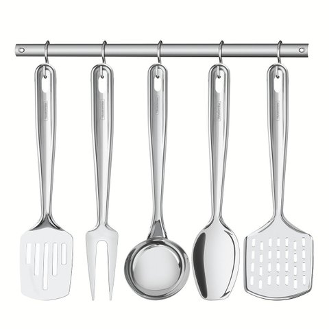 Jogo de Utensílios Extrata em Aço Inox com Suporte 5 Peças - Tramontina 66815/700