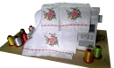 Ver imagem 1 de Jogo de Toalha Bordada de Banho Rosto e Lavabo 3 Peças com lindas Rosas. Estampa: Ramalhete de Flore