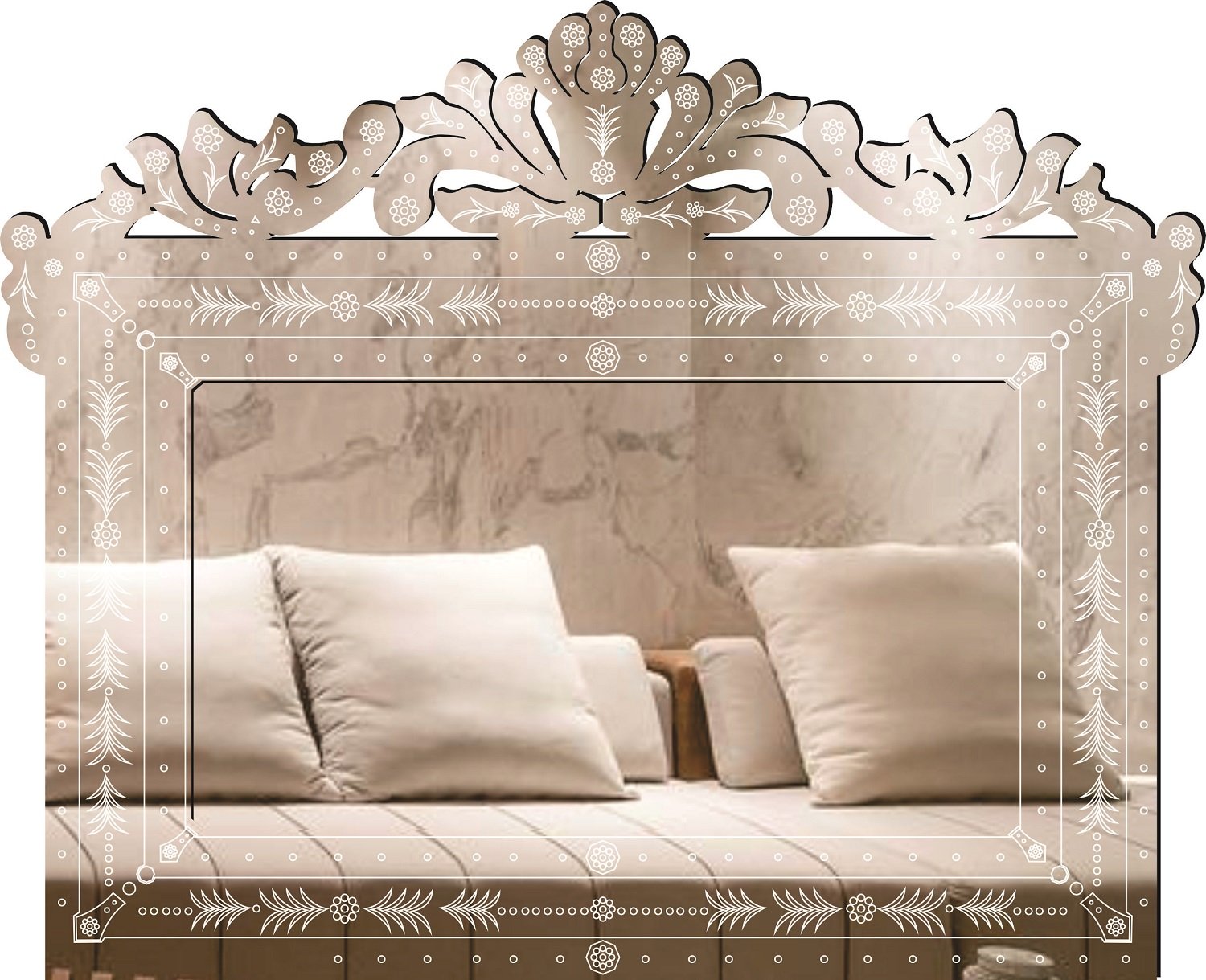 Espelho veneziano Provençal Decorativo 90x150 38131:prata