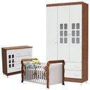 Ver imagem 1 de Quarto de Bebê Mariah 3 Portas com Berço Lara Branco Acetinado Amadeirado - Carolina