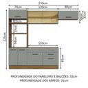 Ver imagem 4 de Armário de Cozinha Completa 270cm Rustic Cinza Agata Madesa 04