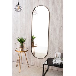 Espelho Decorativo Grande Oval com Moldura Metal Corpo Inteiro 170 X 70 Cm Industrial  - 3