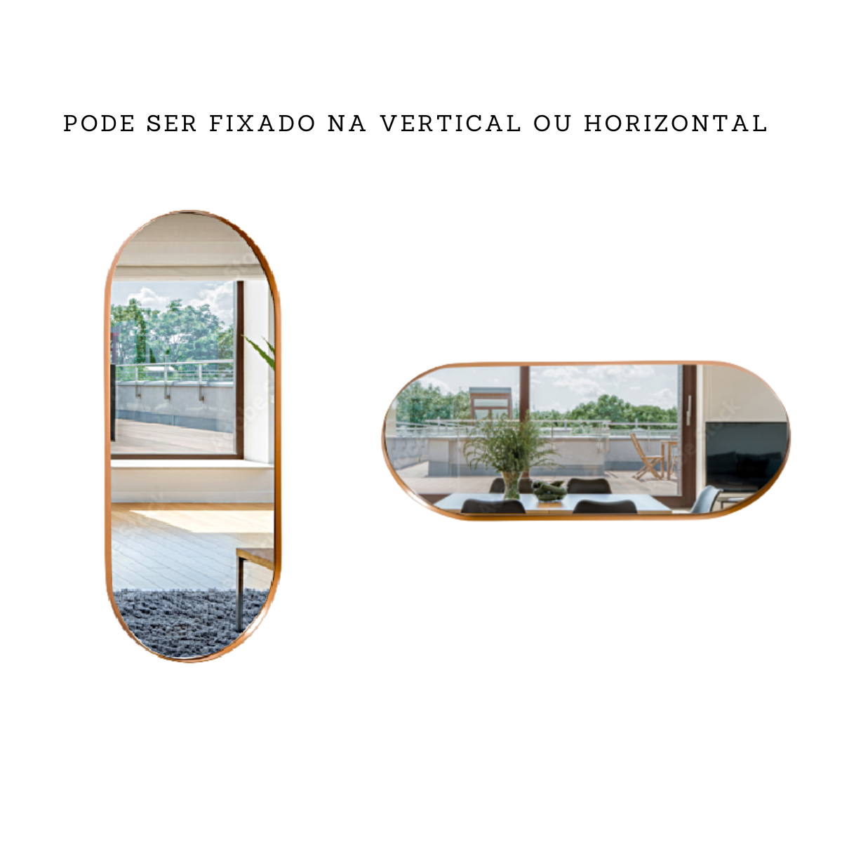 Espelho Decorativo Grande Oval com Moldura Metal Corpo Inteiro 170 X 70 Cm Industrial Marrom - 5