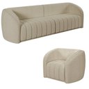 Ver imagem 2 de Conjunto Sala de Estar Sofá 332cm 4 Lugares e Poltrona Adam Boucle Bege G45 - Gran Belo Conjunto Ada