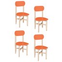 Ver imagem 1 de Kit 4 Cadeiras Colorê Infantil Assento e Encosto Laranja Base em Madeira Maciça Pinus