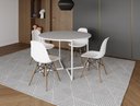 Ver imagem 1 de Mesa Industrial Base Ferro Branco em V Tampo 110cm Branco 4 Cadeiras Eames Madeira Assento Branco